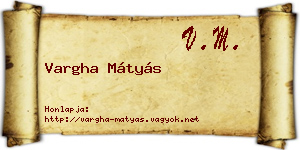 Vargha Mátyás névjegykártya